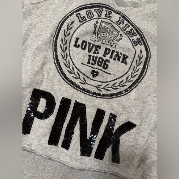 Victoria Secret Pink Sweatshirt Womens Size Large Color Gray Long Sleeves V Neck - Picture 4 of 4
